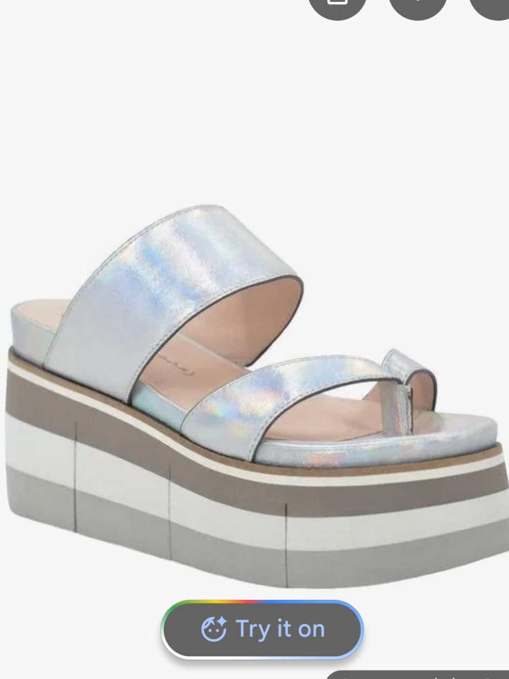 Naked Feet Iridescent Platform Slide Sandal - Silver Size 8